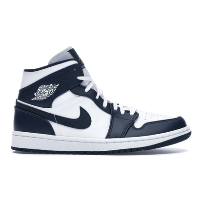 Jordan 1 Mid White Metallic Gold Obsidian