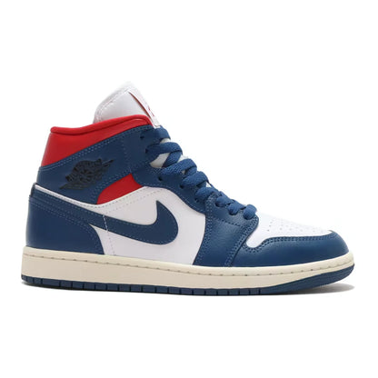 Jordan 1 Mid French Blue Gym Red (Women's)