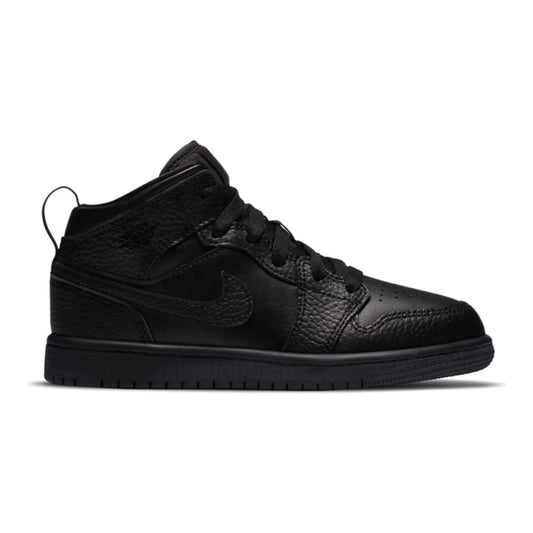 Jordan 1 Mid Triple Black Tumbled Leather (PS)