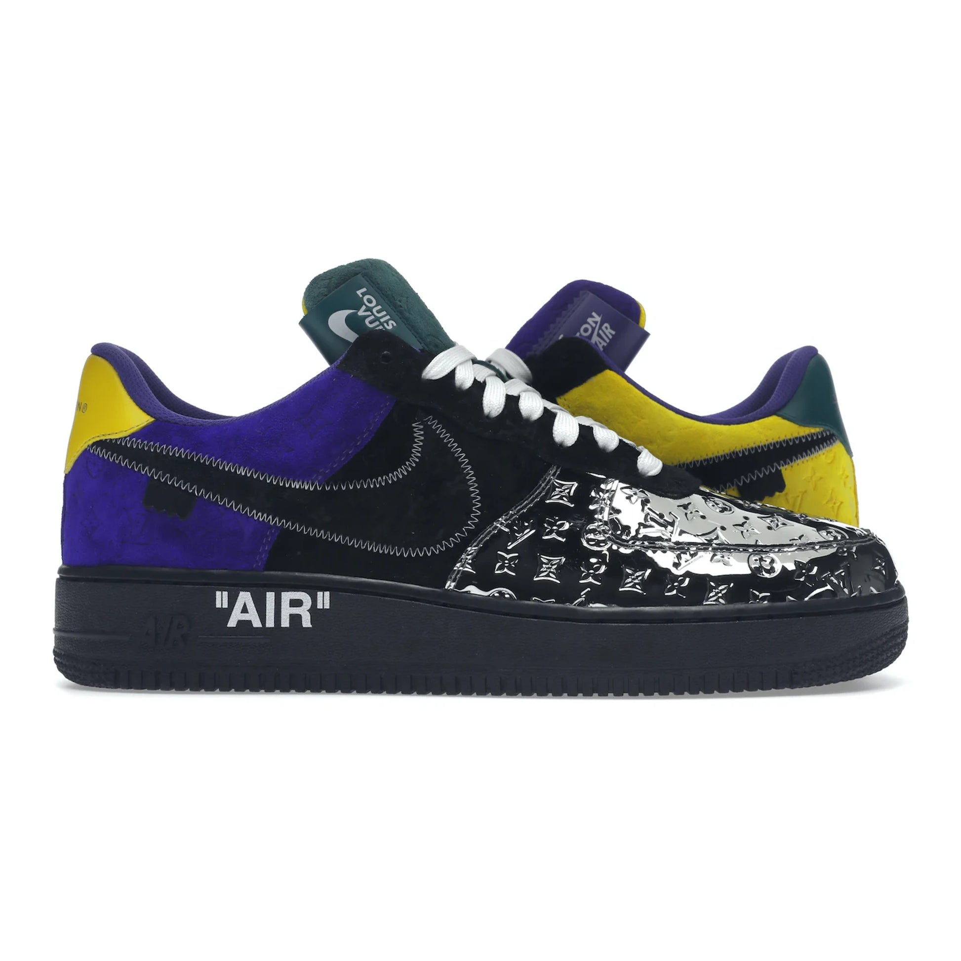 Louis Vuitton Nike Air Force 1 Low By Virgil Abloh Black Metallic Silver