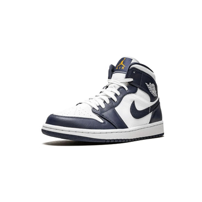 Jordan 1 Mid White Metallic Gold Obsidian