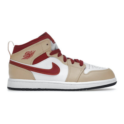 Jordan 1 Mid Light Curry Cardinal (PS)