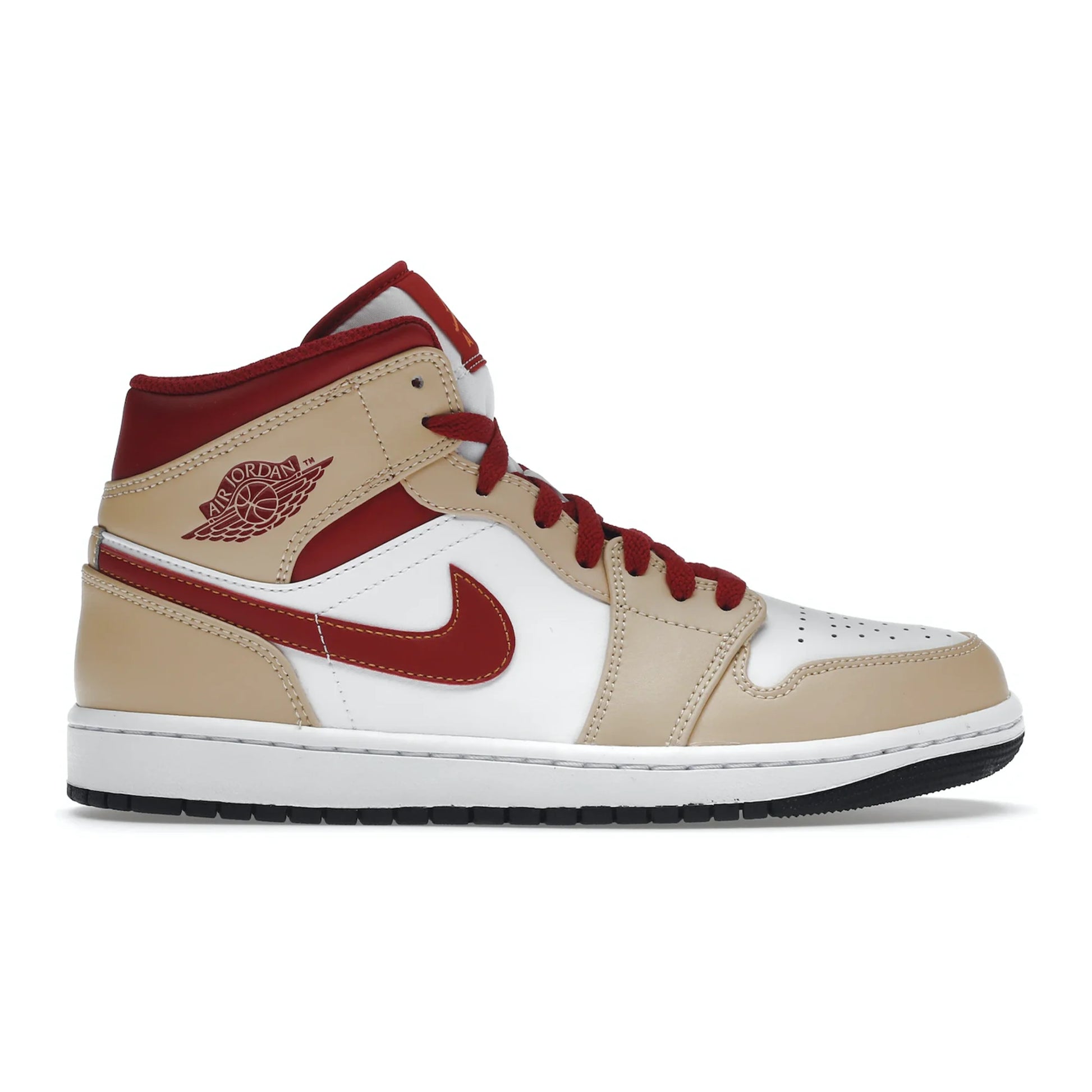 Jordan 1 Mid Light Curry Cardinal