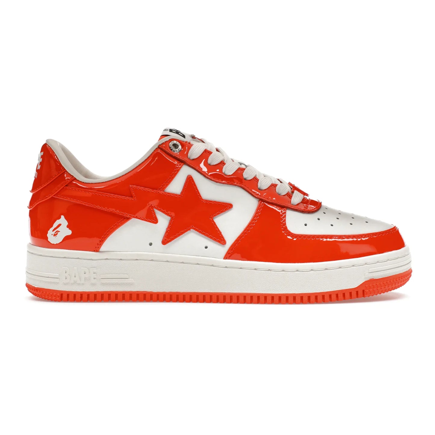 A Bathing Ape Bape Sta Patent Leather Orange White