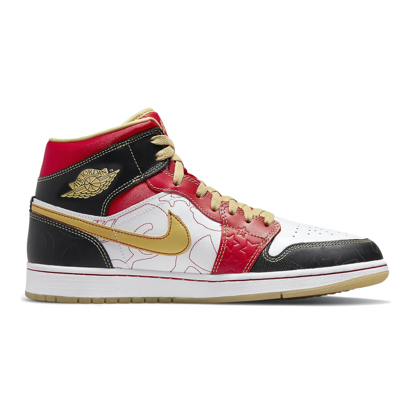 Jordan 1 Mid XQ White Black Sport Red