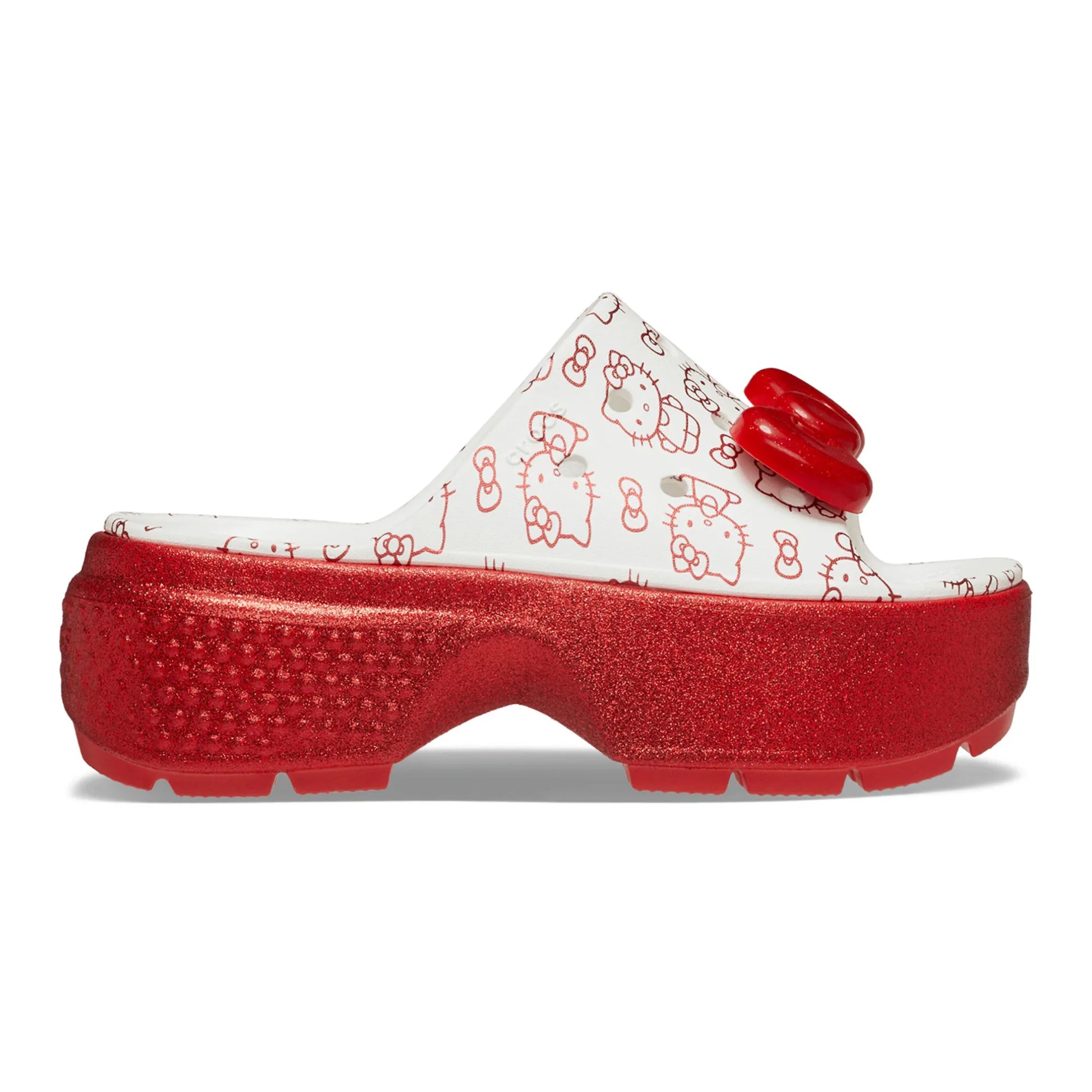 Crocs Stomp Slide Hello Kitty 50th Anniversary Red Glitter