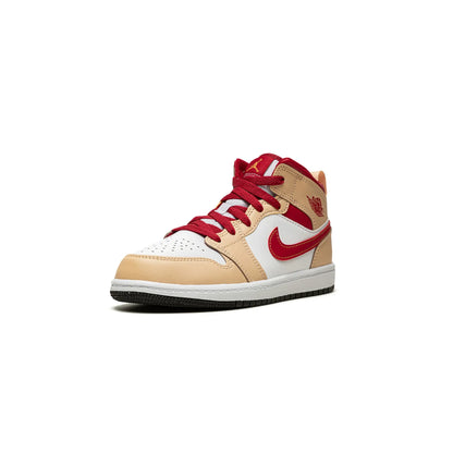 Jordan 1 Mid Light Curry Cardinal (PS)