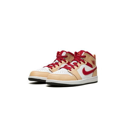 Jordan 1 Mid Light Curry Cardinal (PS)